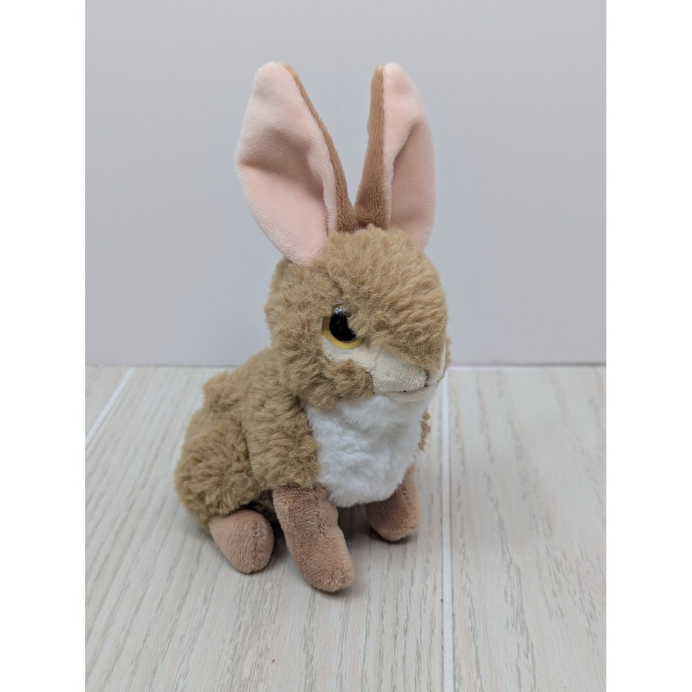 Nature Planet Plush Rabbit Small Brown White Realistic Bunny Stuffed Animal